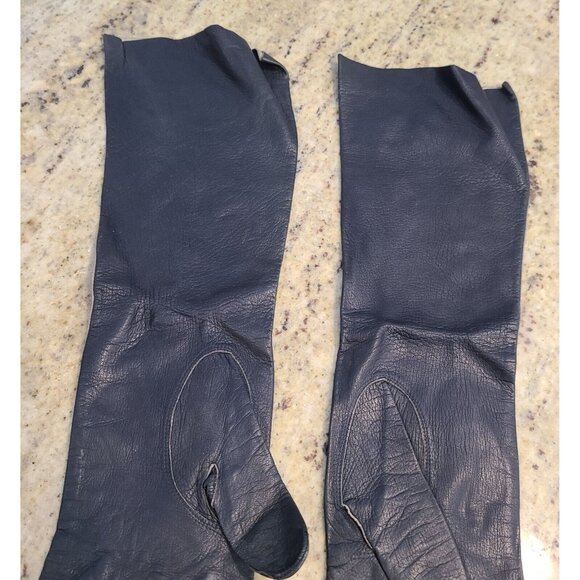 Vintage Womens Size S 6.5 Gray Soft Leather 14" Long Formal Gloves Belgium - Picture 8 of 14